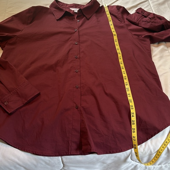 TIME and TRU Women's Basic Button Front Shirt -burgundy size XXXL - Picture 5 of 7